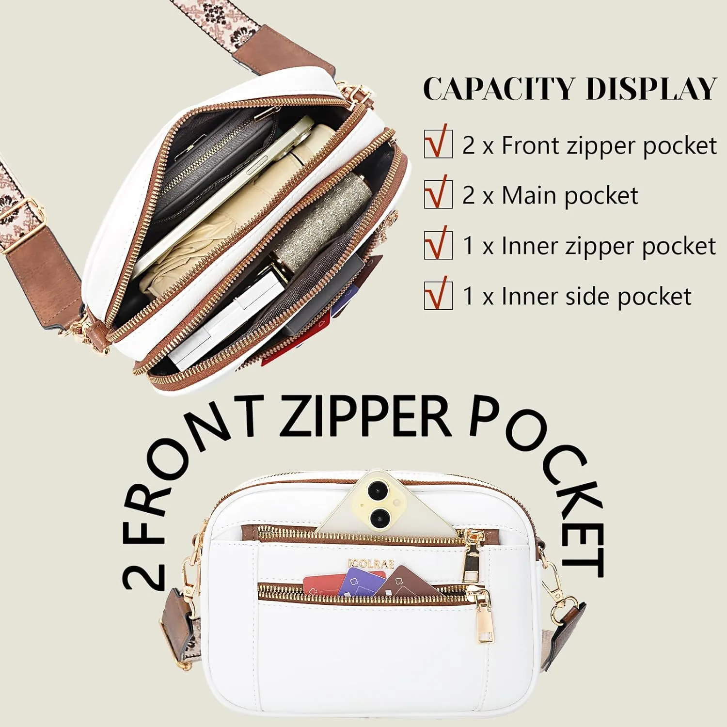 Quilted Crossbody Bags For Women Vegan Leather Small Purses Wide Strap Medium Lightweight Shoulder Handbags