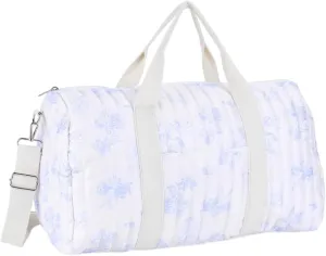 Quilted Duffle Bag For Women Cute Weekender Bag Floral Travel Bag Aesthetic Puffer Duffle Bag Cotton Diaper Tote Bag