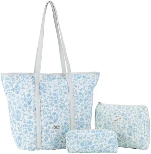 Quilted Tote Bag for Women Large Floral Cotton Tote Purses Cute Puffy Tote Bag Aesthetic Handbag for Shopping Travel