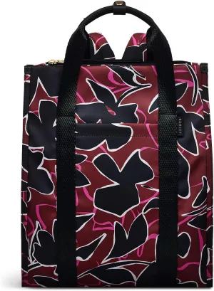 RADLEY London Canford Gardens Floral Responsible Women’s Large Recycled Fabric Ziptop Backpack, Merlot
