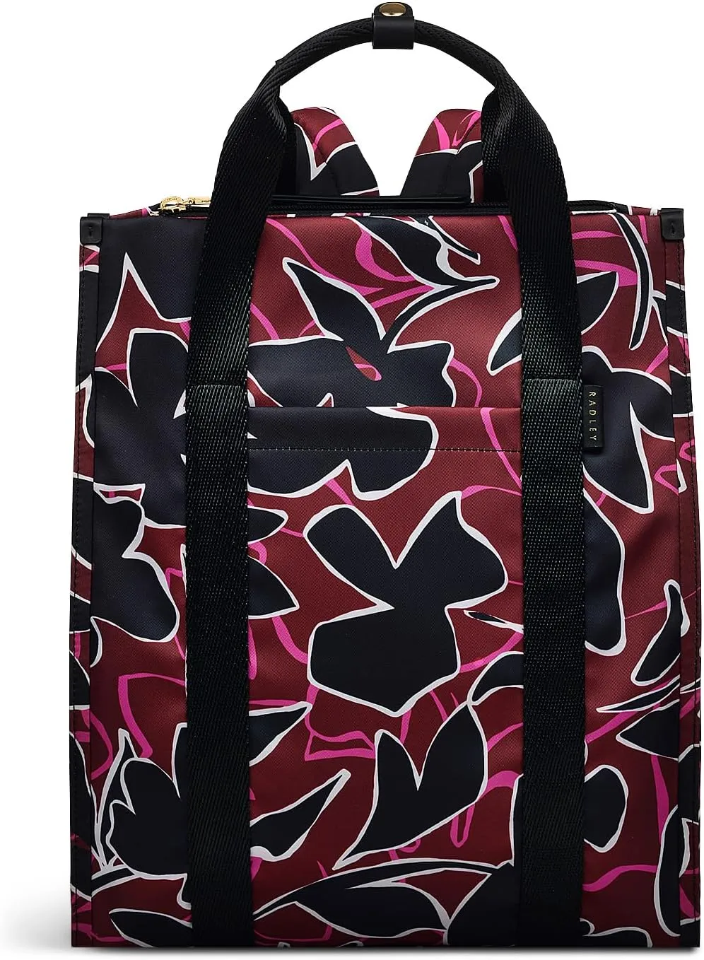 RADLEY London Canford Gardens Floral Responsible Women’s Large Recycled Fabric Ziptop Backpack, Merlot