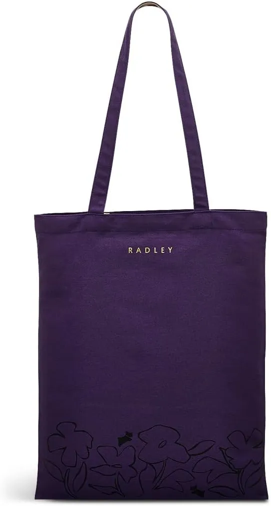 RADLEY London Linear Bloom Responsible Medium Reusable Recycled Canvas Tote Bag, Dark Plum