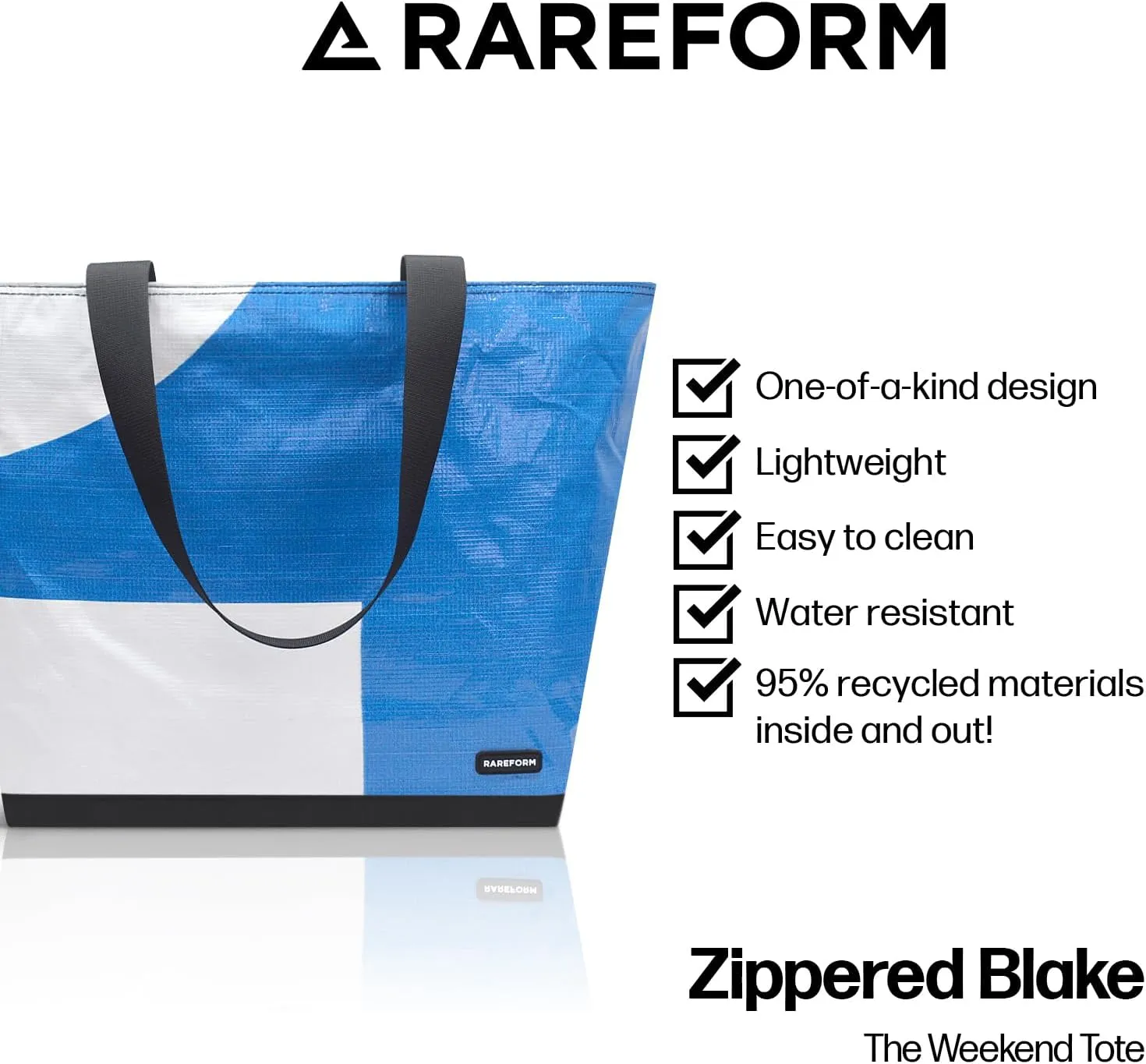 Rareform Zippered Tote| Durable, Lightweight Crossbody Sling Bag | Handcrafted from Repurposed Billboard Vinyl
