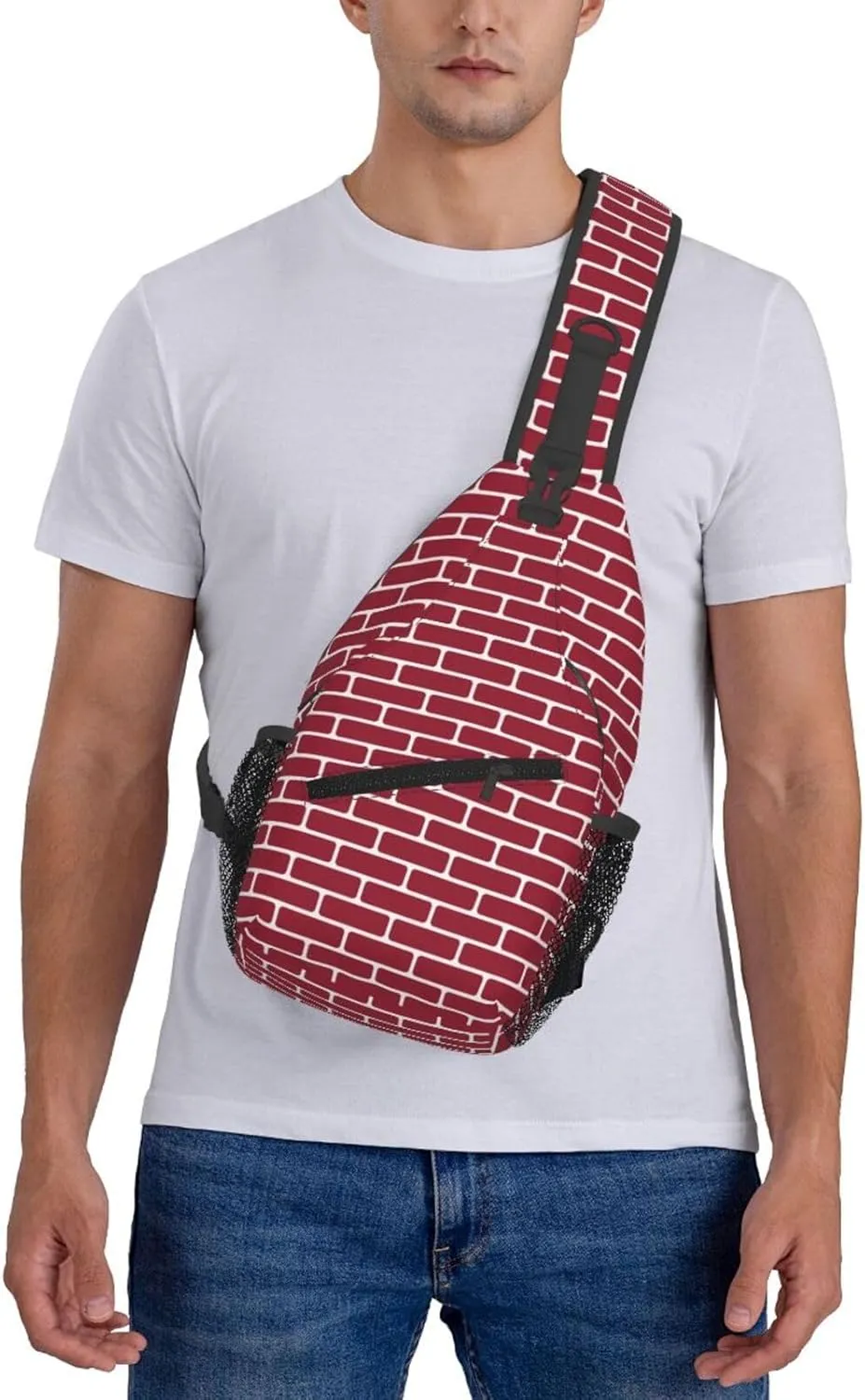 Red Brick Wall Backdrop Cross Chest Bag Diagonally Hiking Crossbody Bag Travel Shoulder Daypack Lightweight Sling Backpack Cycling Daypacks Fitness Chest Backpacks