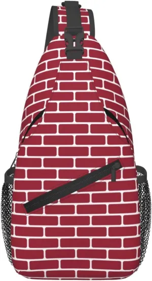 Red Brick Wall Backdrop Cross Chest Bag Diagonally Hiking Crossbody Bag Travel Shoulder Daypack Lightweight Sling Backpack Cycling Daypacks Fitness Chest Backpacks