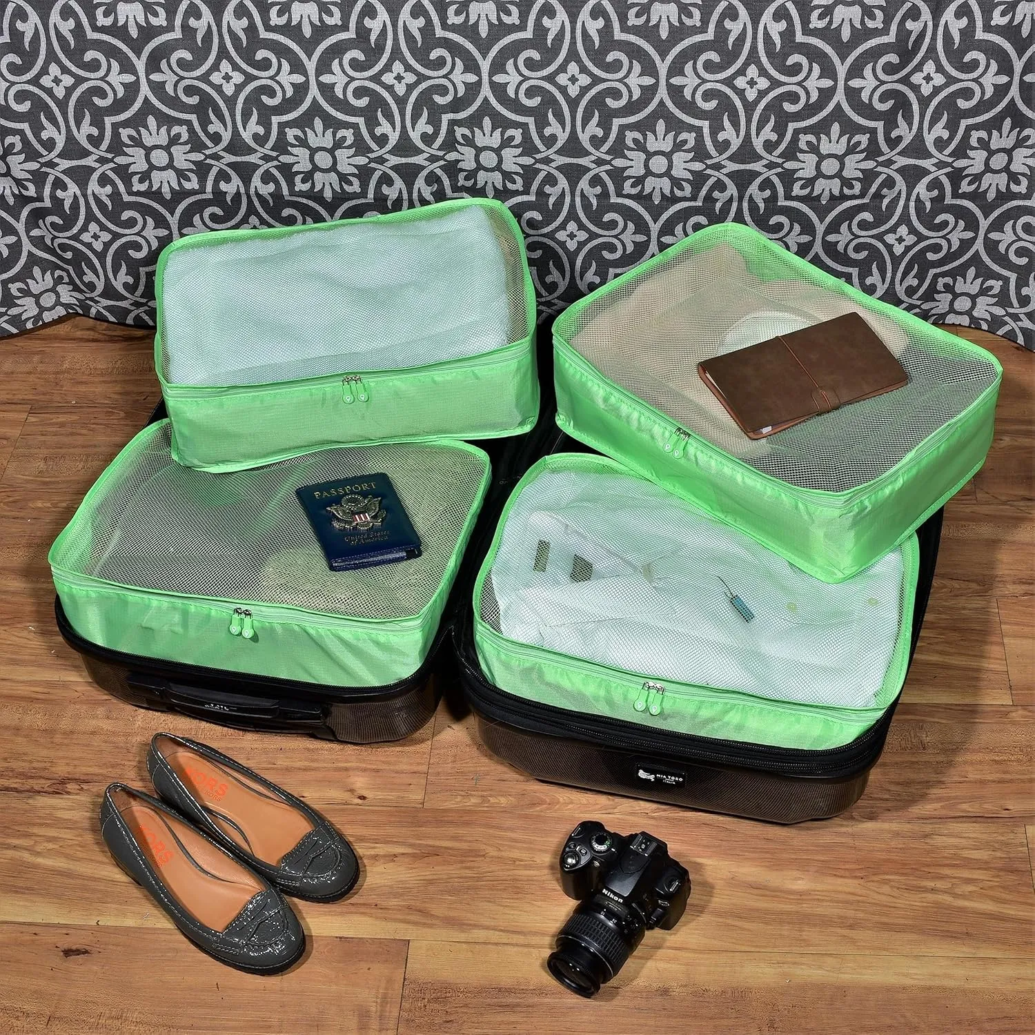 Rolling Nomad Multi-Purpose Packing Cubes, Travel Accesories, Essentials, Organizers, Lightweight, Breathable, Expandable Mesh, Sheet Compression Bags
