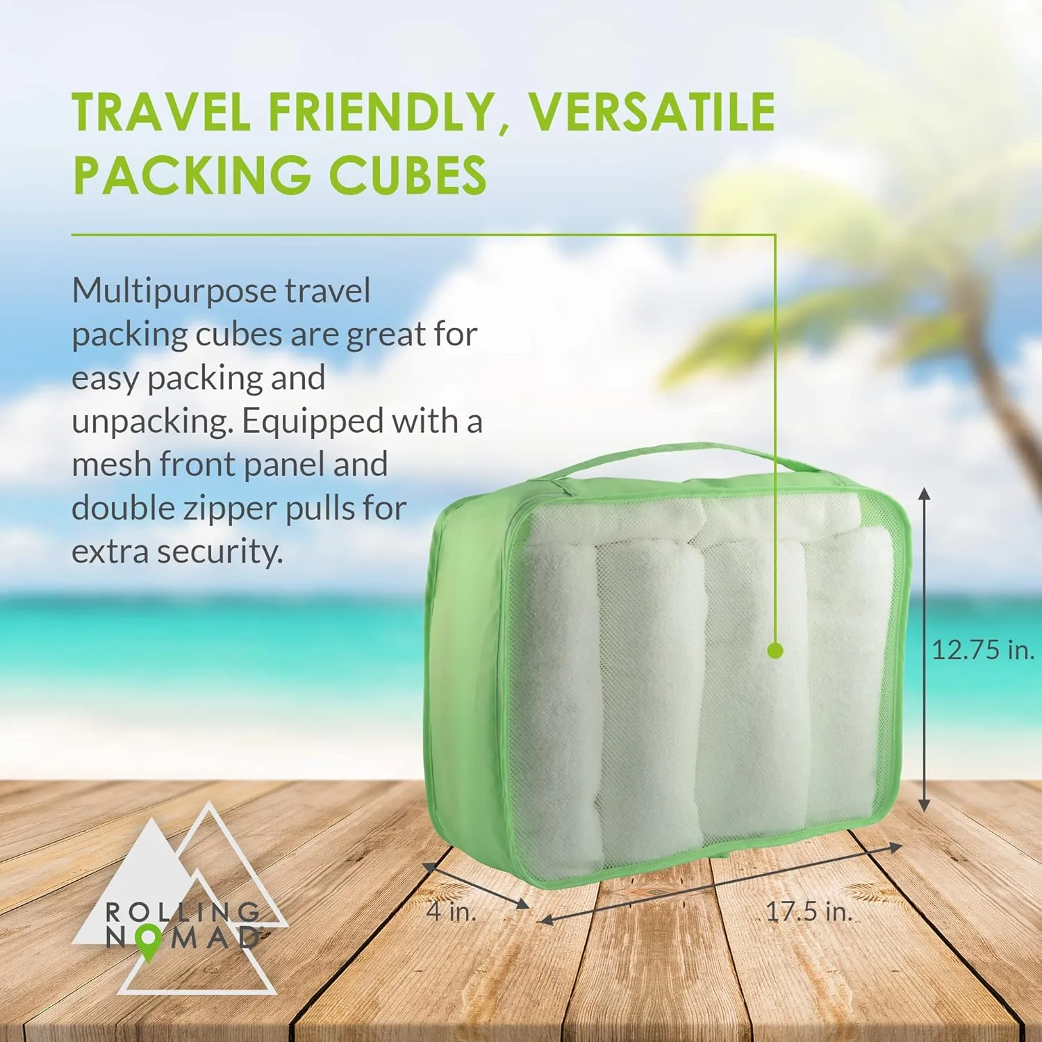 Rolling Nomad Multi-Purpose Packing Cubes, Travel Accesories, Essentials, Organizers, Lightweight, Breathable, Expandable Mesh, Sheet Compression Bags