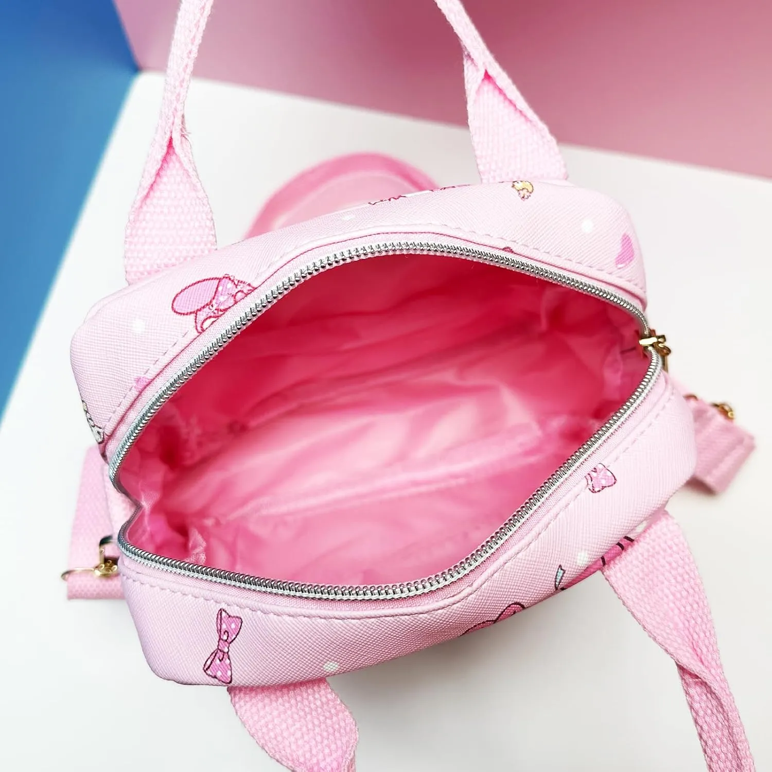 Rondlaho Kawaii Kitty PU Crossbody Bag with Handles Adjustable Shoulder Strap and Bracelet, Handbag with Zipper, Wallet Purse