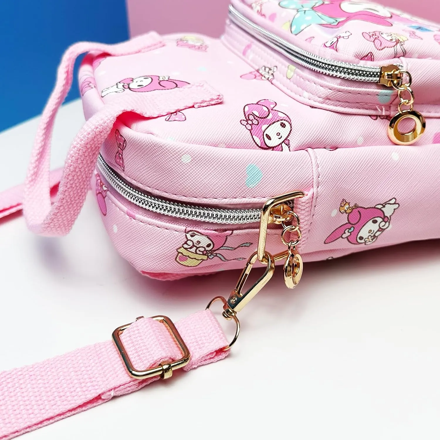 Rondlaho Kawaii Kitty PU Crossbody Bag with Handles Adjustable Shoulder Strap and Bracelet, Handbag with Zipper, Wallet Purse