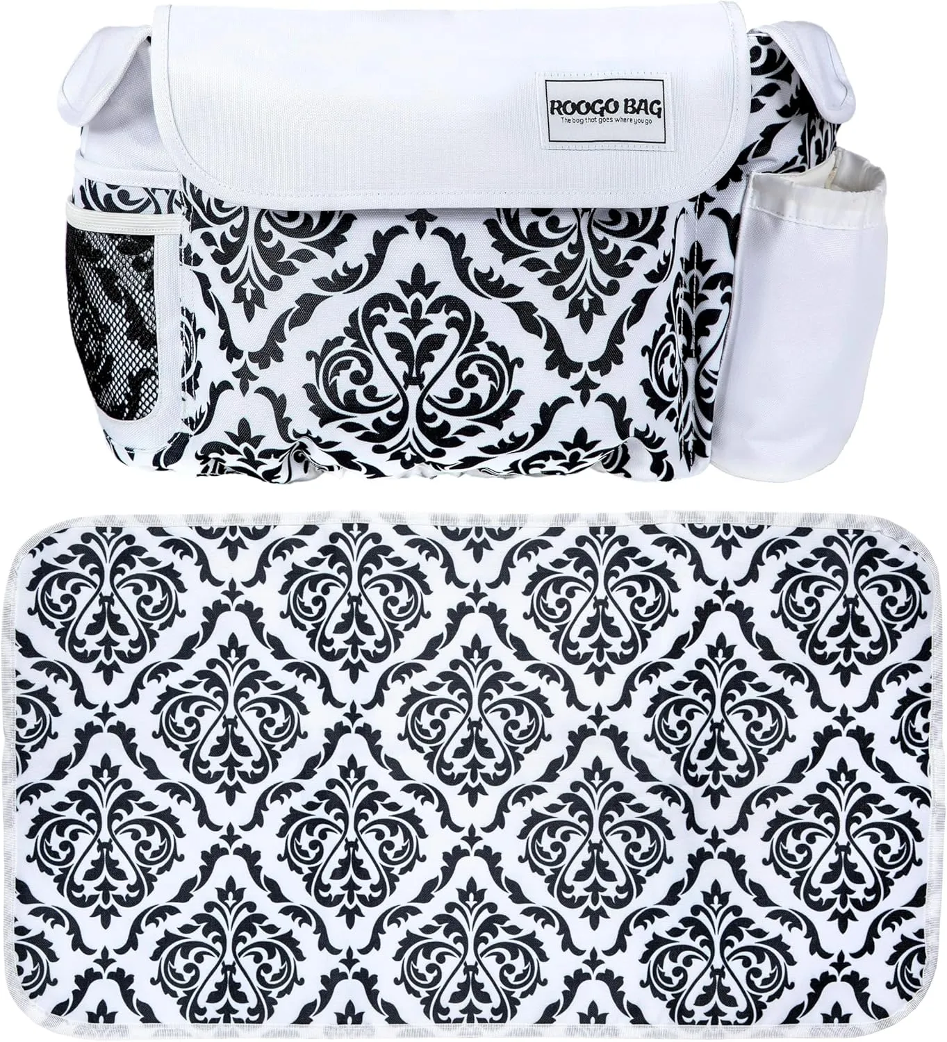 Roogo Convertible Diaper Bag with Car Seat & Stroller Attachment, Built-In Bottle Holder, Included Changing Pad