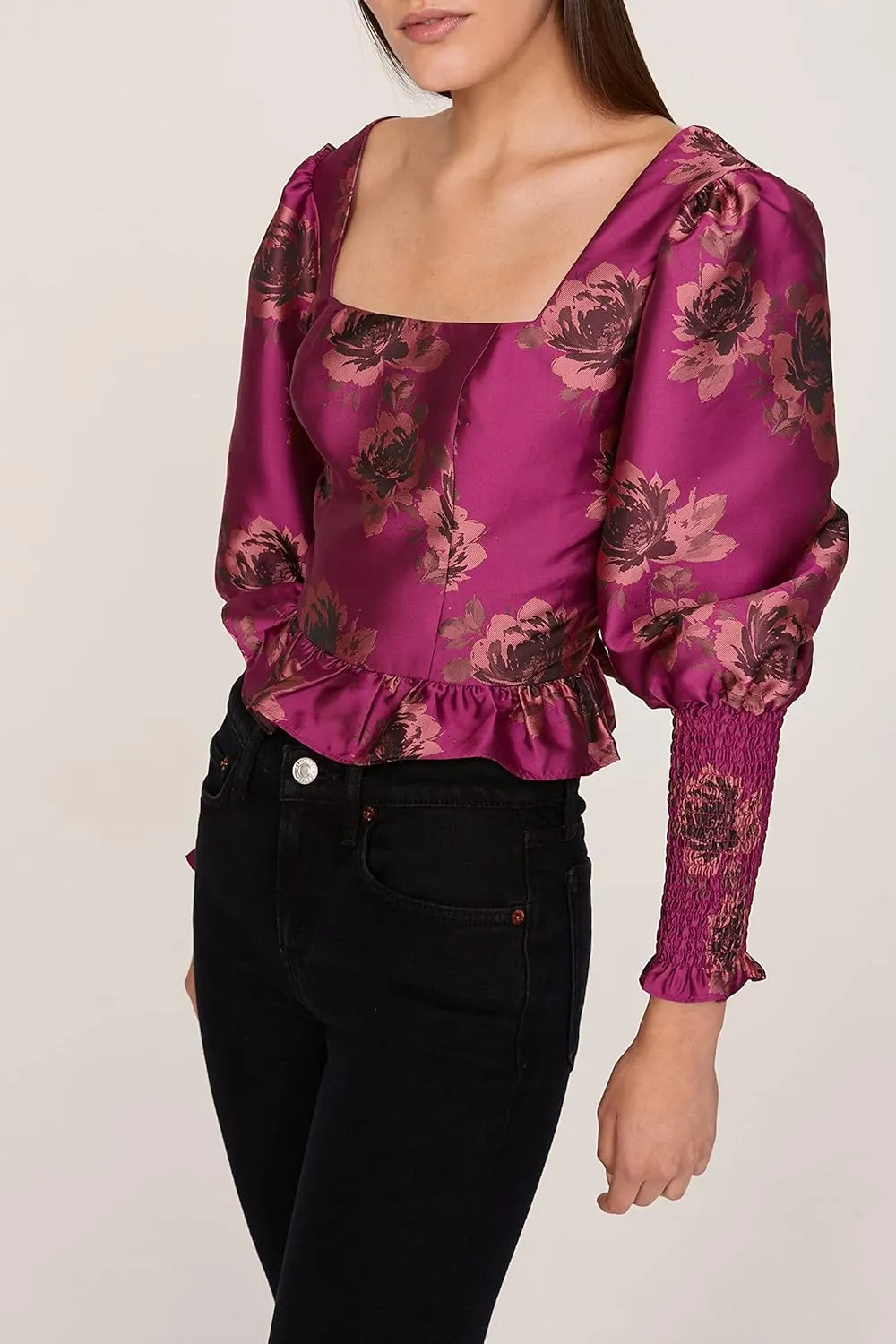 RTR Design Collective Brocade Peplum Top