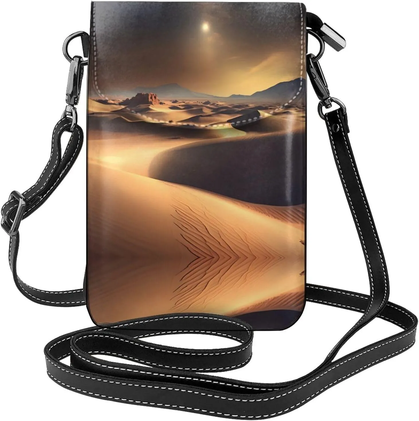 Sahara Desert Pattern Phone Bag > Soft, Durable And Waterproof For Women Shoulder Straps Bag Carry Card Cosmetics 7.6x2.9 In Good