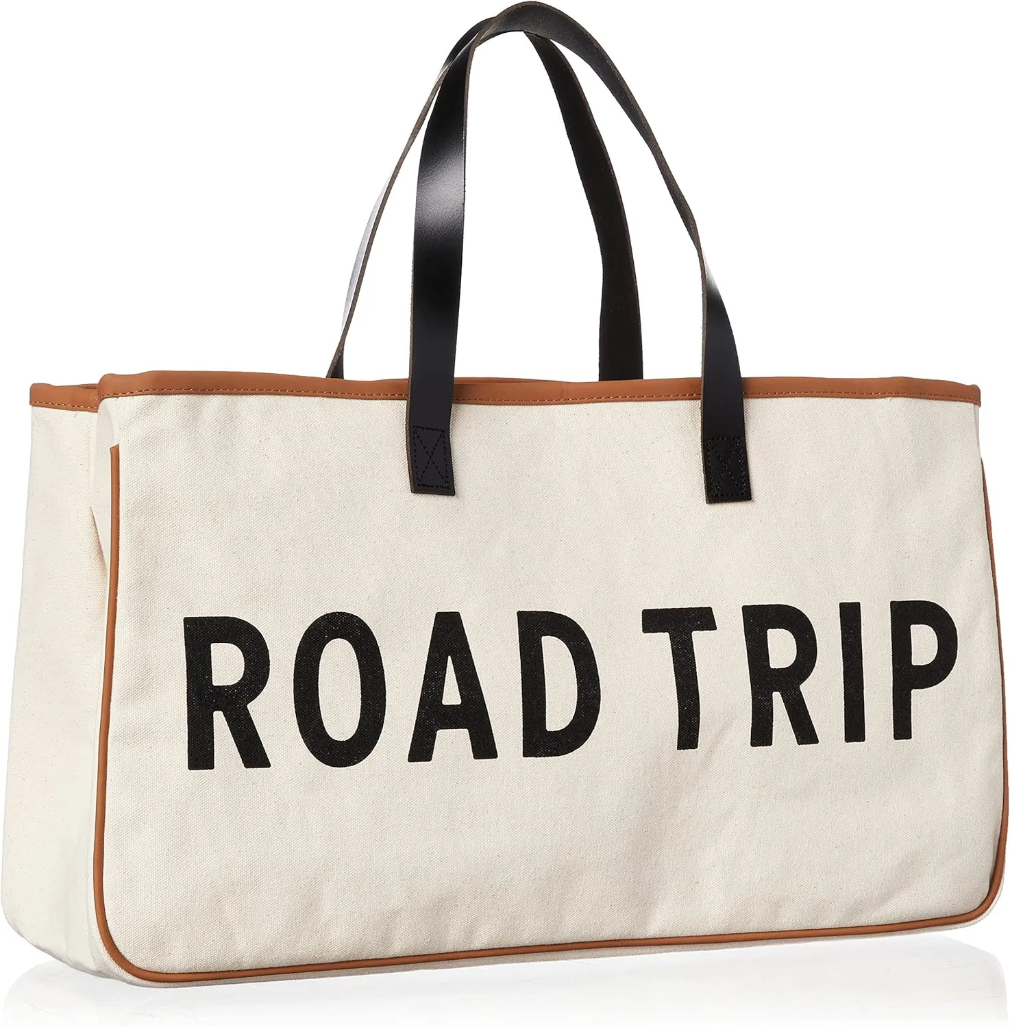 Santa Barbara Design Studio Tote Bag Hold Everything Collection Black and White 100% Cotton Canvas with Leather Handles