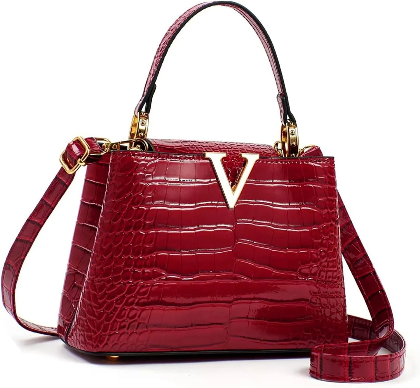 Satchel Bag for Women, Embossed Genuine Top Handle Purse Small Crossbody Handbag Women's Shoulder Tote Bag