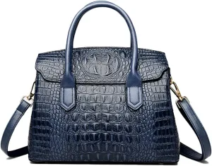 Satchel Tote Purse for Women Crocodile Pattern Embossed Top-handle Handbags Fuax Leather Shoulder Bag