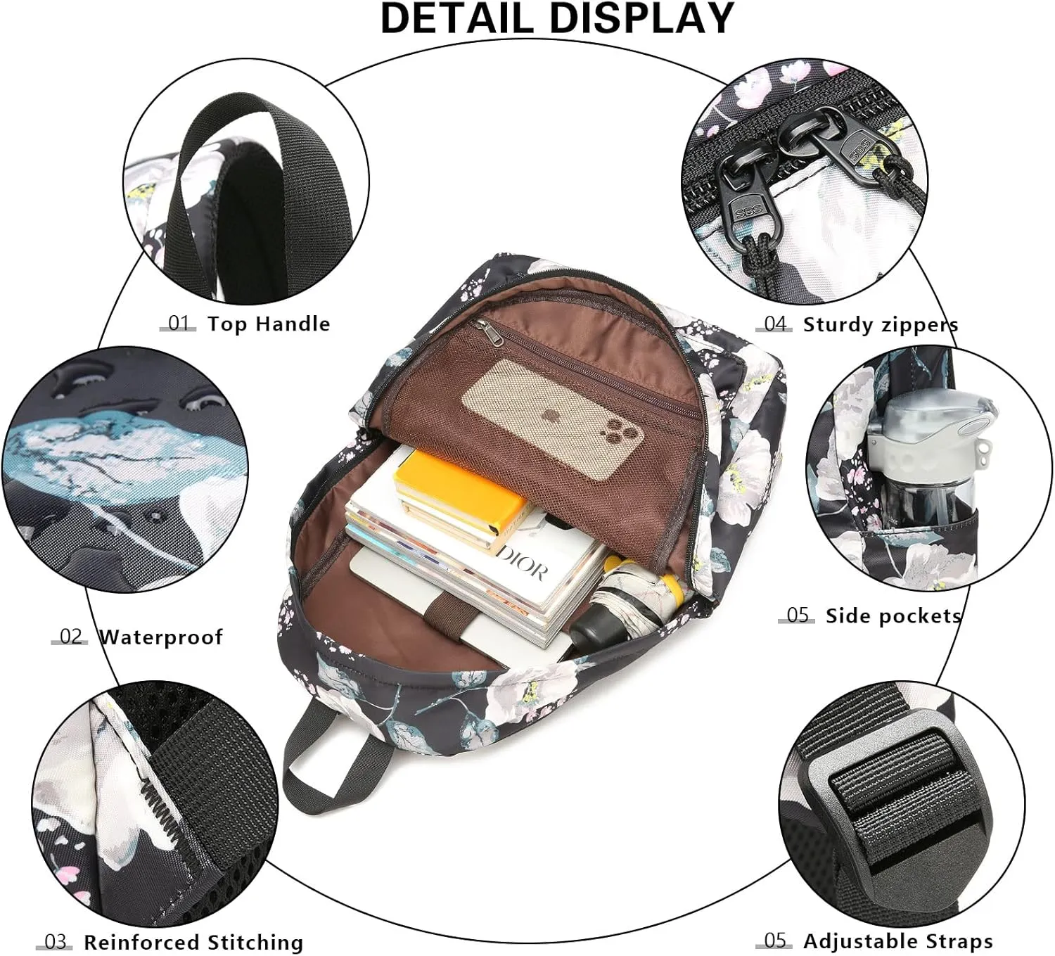 School backpack for Teen Girls Women Travel Laptop Backpack College Bookbag Kids Backpack with Lunch Bag Pencil Bag