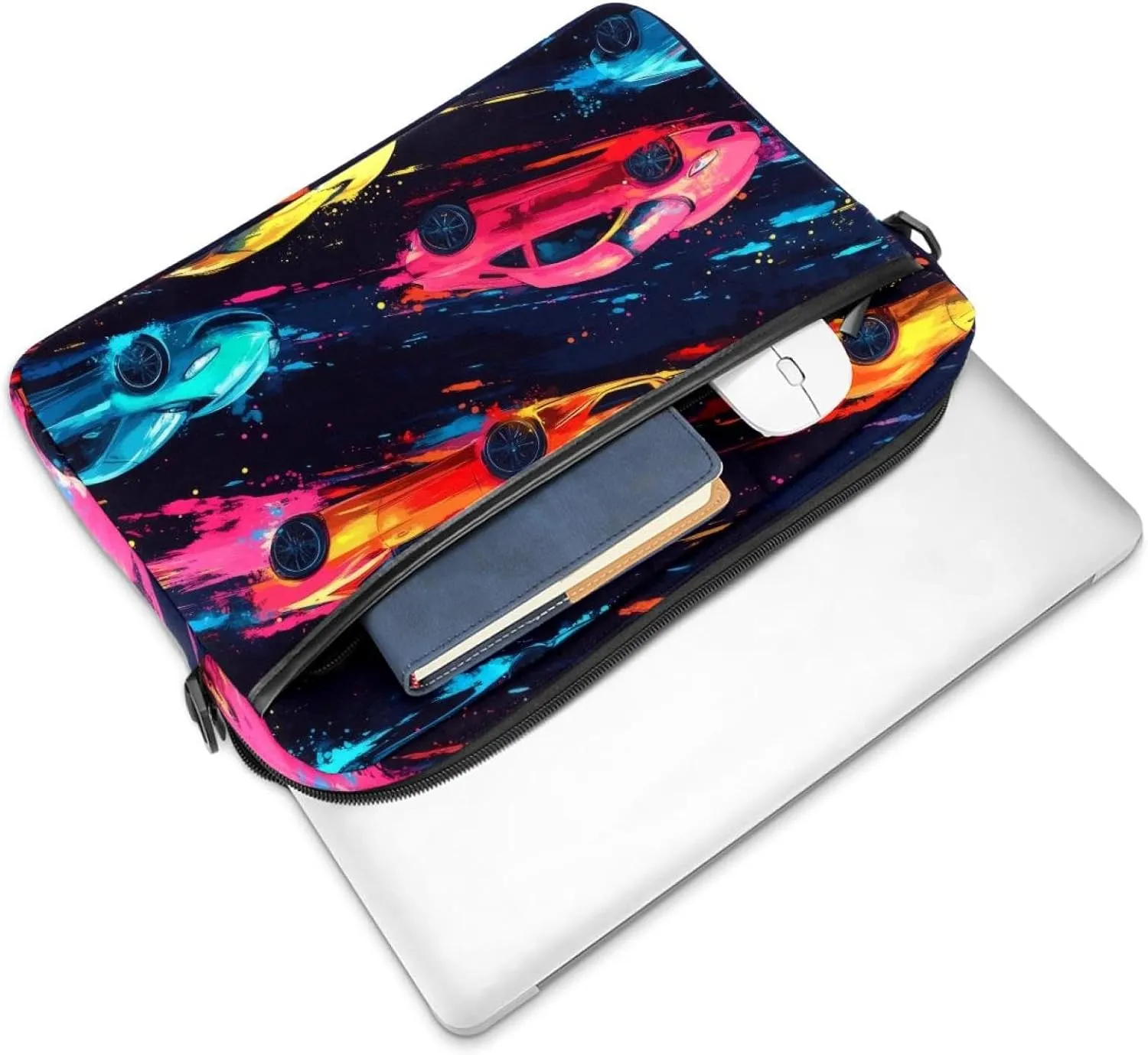 Seamless Ditsy White Floral Pattern Laptop Bag Case Computer Sleeve Shoulder Messenger Bag for Work School