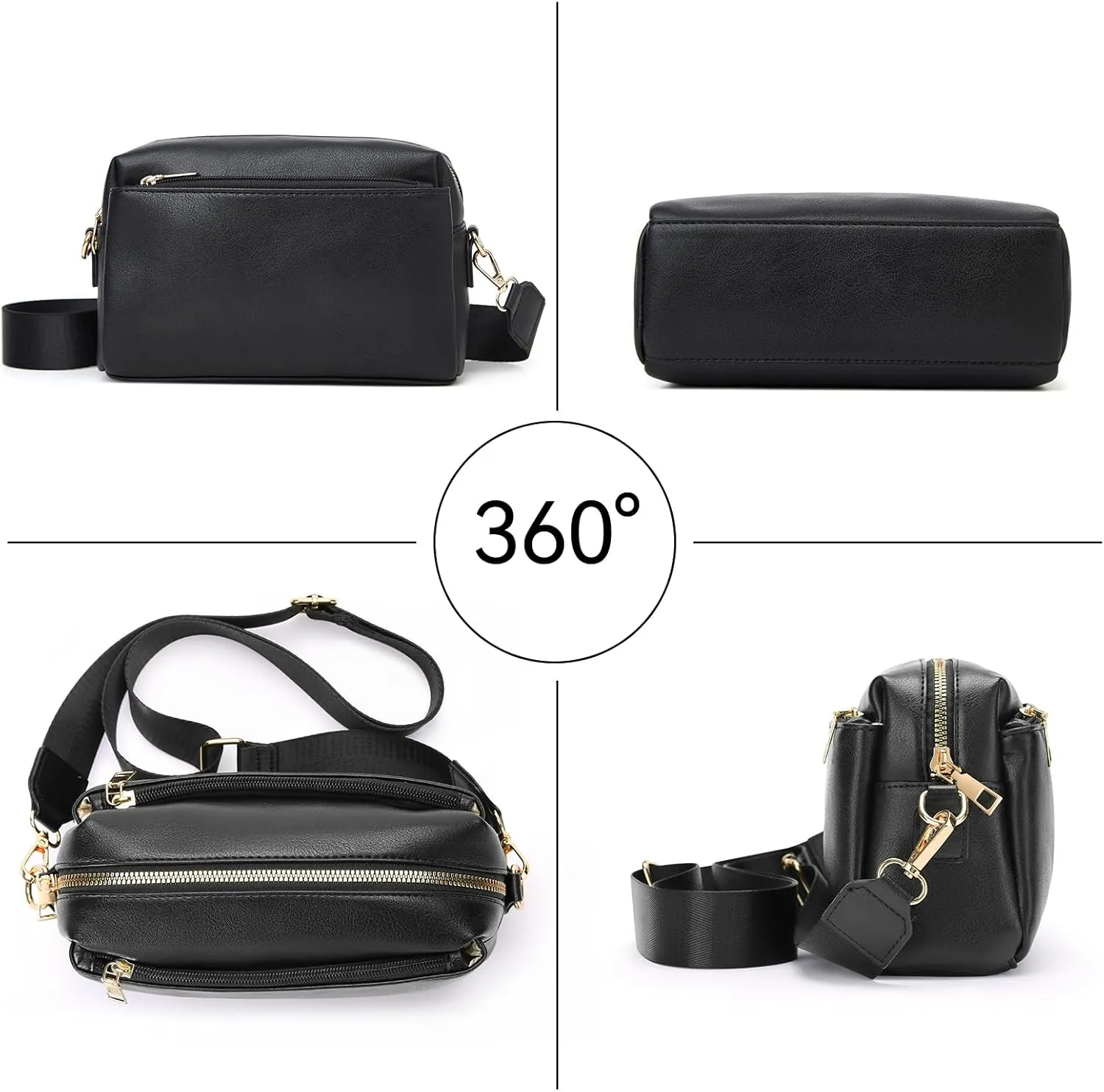 SENDEFN Crossbody Bags for Women Vegan Leather Purses Small Shoulder Handbags with Wide Strap