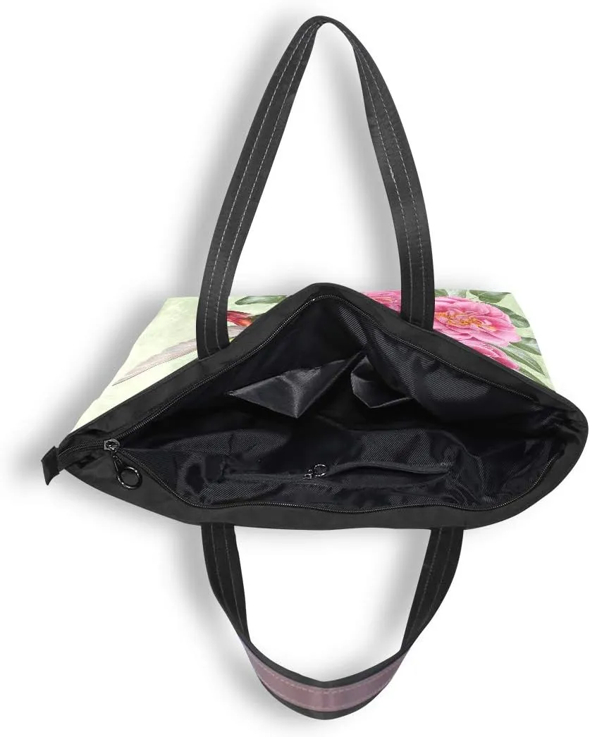 senya Red Roses And Hummingbirds Shoulder Bags Large Handle Ladies Handbag