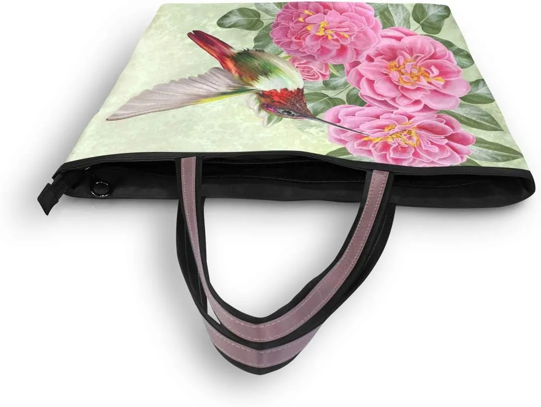 senya Red Roses And Hummingbirds Shoulder Bags Large Handle Ladies Handbag