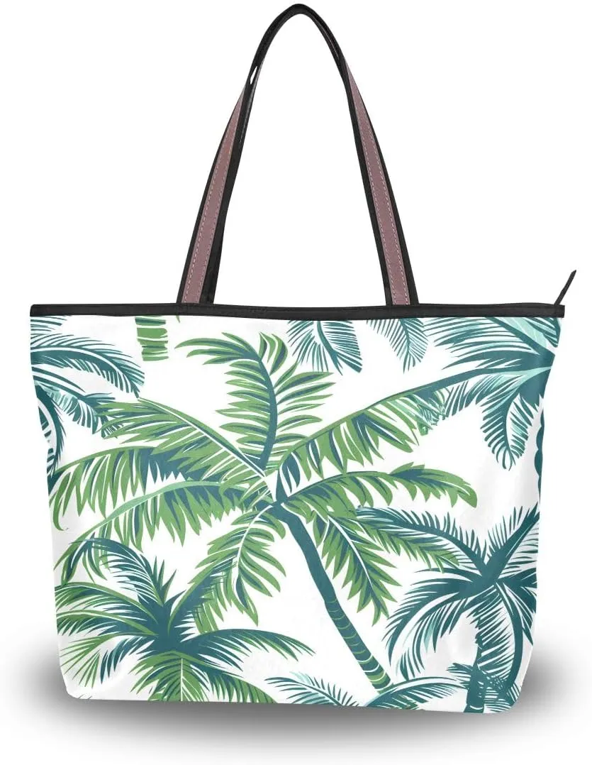 senya Tropical Palm Tree Shoulder Bags Large Handle Ladies Handbag