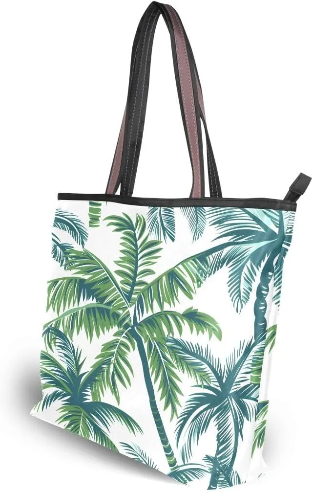 senya Tropical Palm Tree Shoulder Bags Large Handle Ladies Handbag