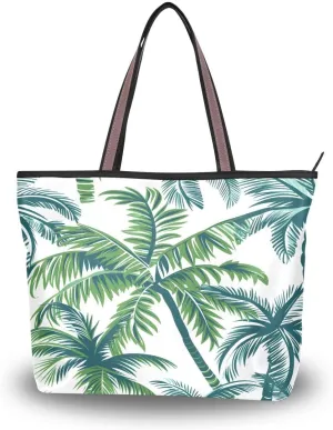 senya Tropical Palm Tree Shoulder Bags Large Handle Ladies Handbag