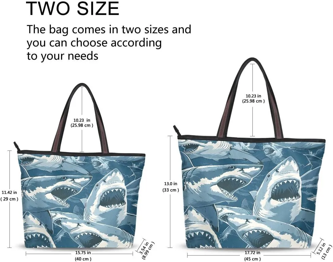 senya Woman Tote Bag Shoulder Handbag Fierce Sharks for Work Travel Business Beach Shopping