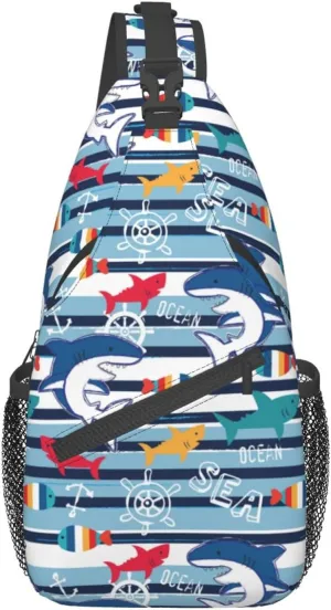 Shark Sling Backpack Chest Bag Crossbody Shoulder Bag Gym Cycling Travel Hiking Daypack For Men Women