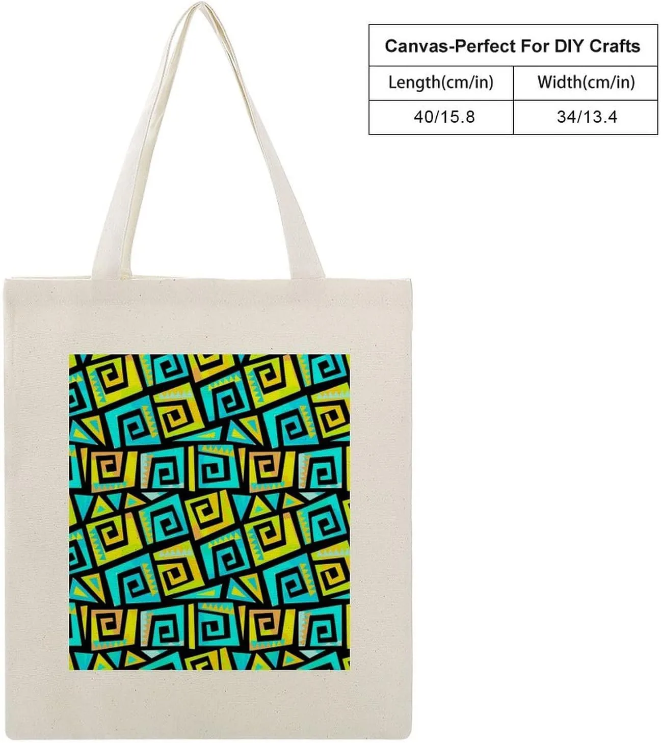 Shopping Tote Bag, Insulated Cooler Thermal Reusable Bag Lunch Box Portable Handbag Made in USA Print Graffiti Geometric Motif, Funky Style Yellow and Turquoise Swirls
