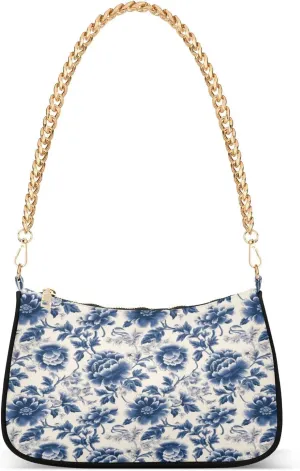 Shoulder Bags for Women Flower Floral Hobo Tote Handbag Small Clutch Purse with Zipper Closure