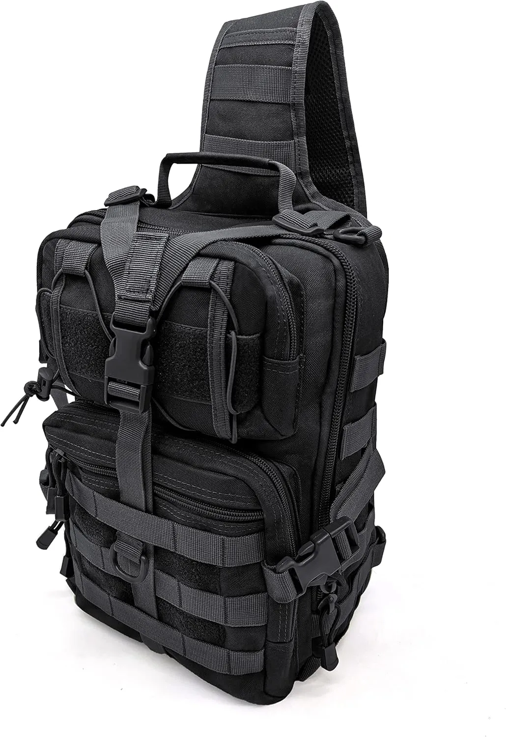 Silfrae Tactical Sling Bag Pack Crossbody Tactical Rover Sling Pack Military Single Shoulder Backpack Pack Range Bags (Black)
