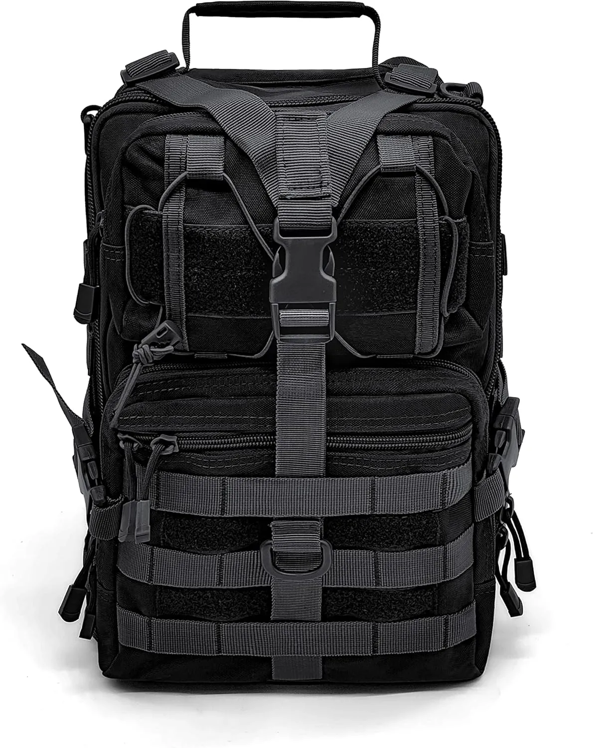 Silfrae Tactical Sling Bag Pack Crossbody Tactical Rover Sling Pack Military Single Shoulder Backpack Pack Range Bags (Black)