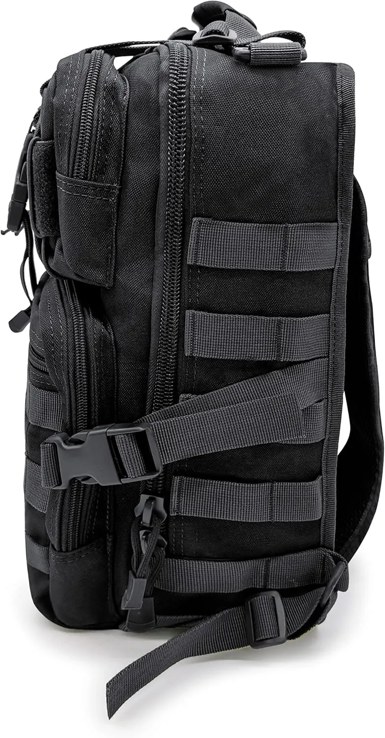 Silfrae Tactical Sling Bag Pack Crossbody Tactical Rover Sling Pack Military Single Shoulder Backpack Pack Range Bags (Black)