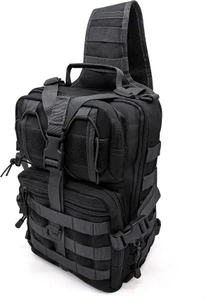 Silfrae Tactical Sling Bag Pack Crossbody Tactical Rover Sling Pack Military Single Shoulder Backpack Pack Range Bags (Black)