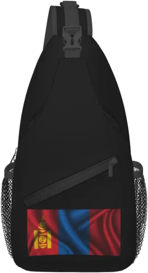 Silk Style Flag Of Mongolia Crossbody Bags For Women Men Chest Backpack Gym Shoulder Bag Travel Outdoor Sports Casual Crossbody Bags