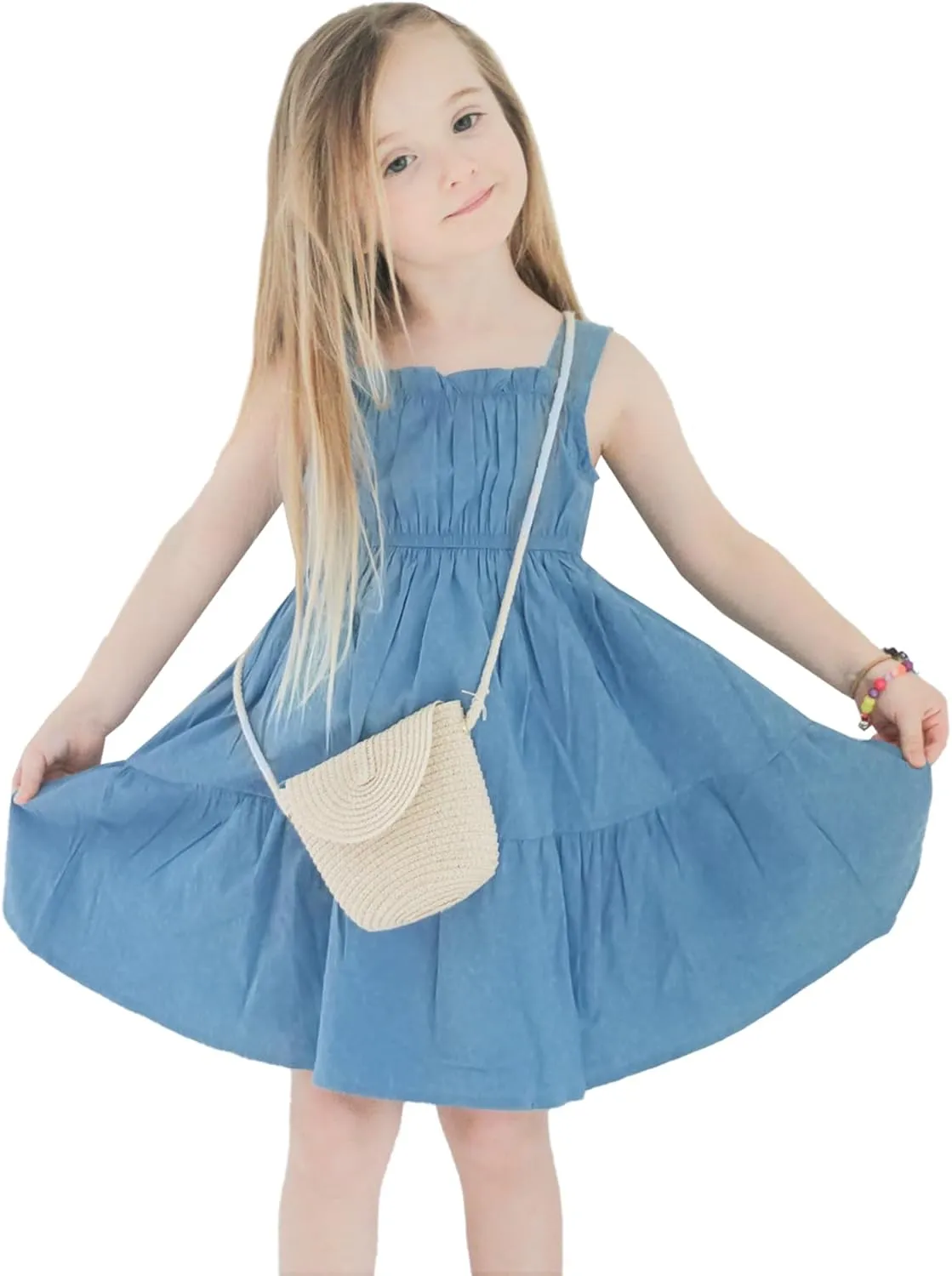 Simplee kids Spaghetti Strap Dress for Toddler Girl Summer Dress for Kids Floral Sleeveless Dress 2-9 Years