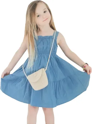 Simplee kids Spaghetti Strap Dress for Toddler Girl Summer Dress for Kids Floral Sleeveless Dress 2-9 Years