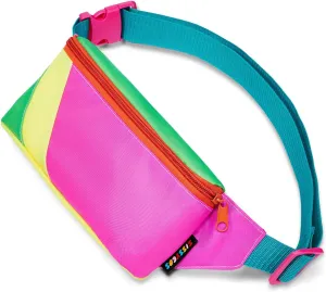 sissycos 80s Retro Neon Fanny Pack, 90s Accessories for Women Men Waist Packs, 2 Pockets Belt Waist Crossbody Bag, Adjustable And Lightweight