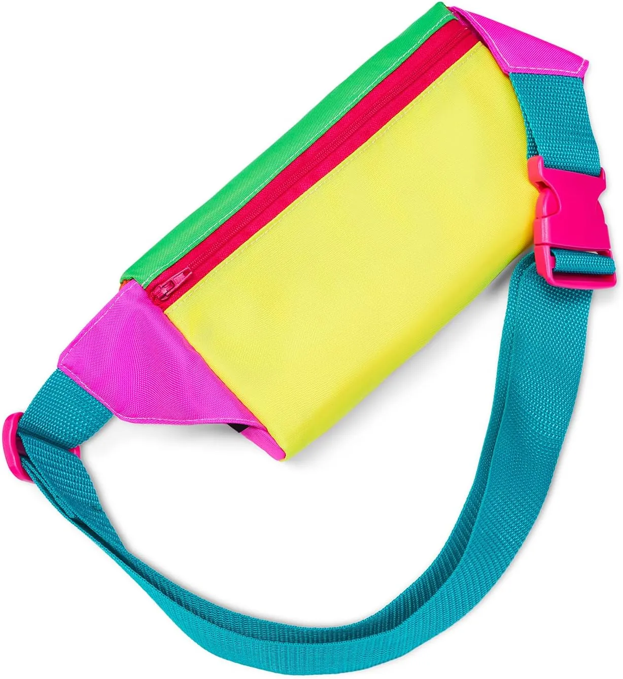 sissycos 80s Retro Neon Fanny Pack, 90s Accessories for Women Men Waist Packs, 2 Pockets Belt Waist Crossbody Bag, Adjustable And Lightweight