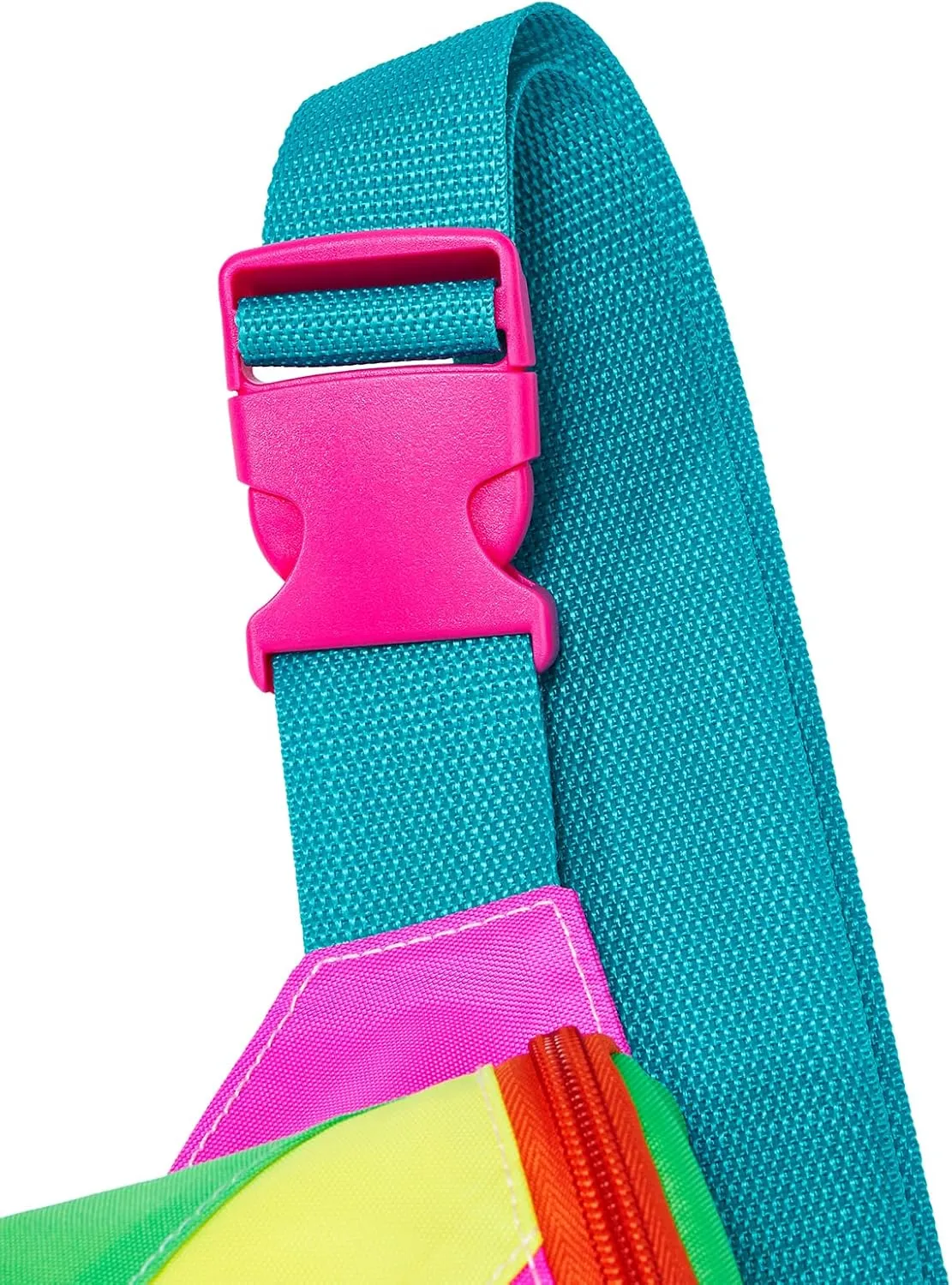 sissycos 80s Retro Neon Fanny Pack, 90s Accessories for Women Men Waist Packs, 2 Pockets Belt Waist Crossbody Bag, Adjustable And Lightweight