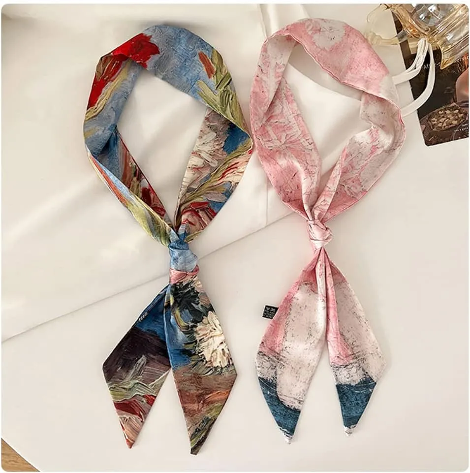 Skinny Scarf for Women Bag Handbag Handle Silky Ribbon Scarf Bandeau Hairband Headband Neckerchief Neck Scarves