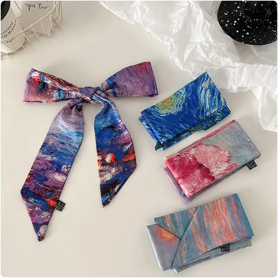 Skinny Scarf for Women Bag Handbag Handle Silky Ribbon Scarf Bandeau Hairband Headband Neckerchief Neck Scarves