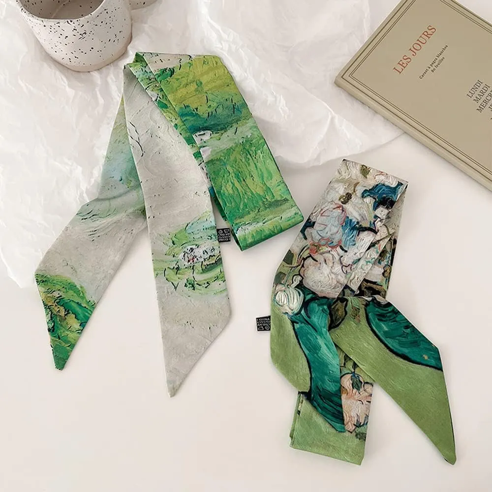Skinny Scarf for Women Bag Handbag Handle Silky Ribbon Scarf Bandeau Hairband Headband Neckerchief Neck Scarves