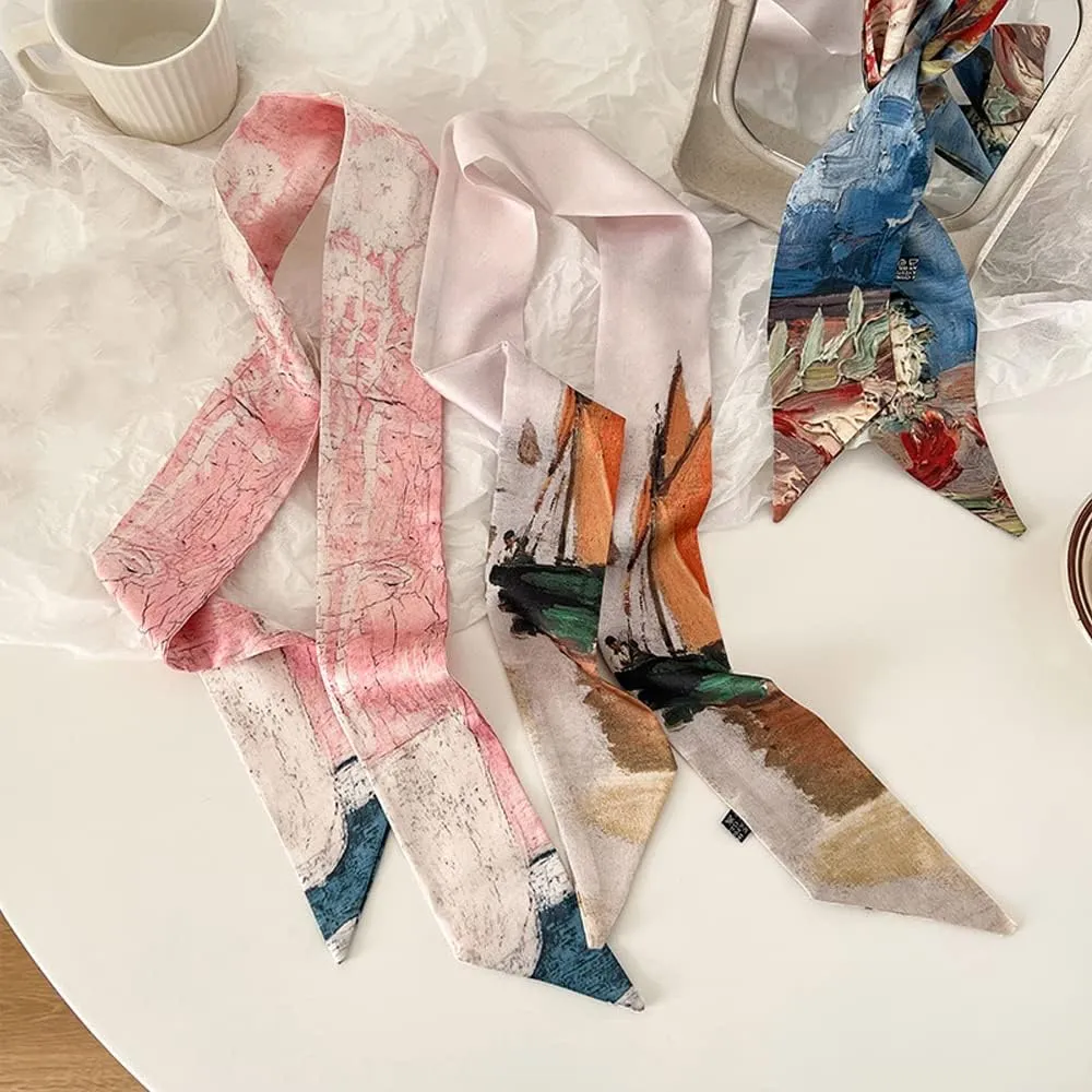 Skinny Scarf for Women Bag Handbag Handle Silky Ribbon Scarf Bandeau Hairband Headband Neckerchief Neck Scarves
