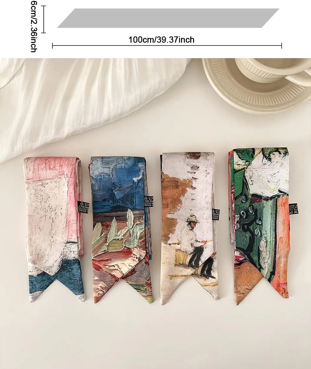 Skinny Scarf for Women Bag Handbag Handle Silky Ribbon Scarf Bandeau Hairband Headband Neckerchief Neck Scarves