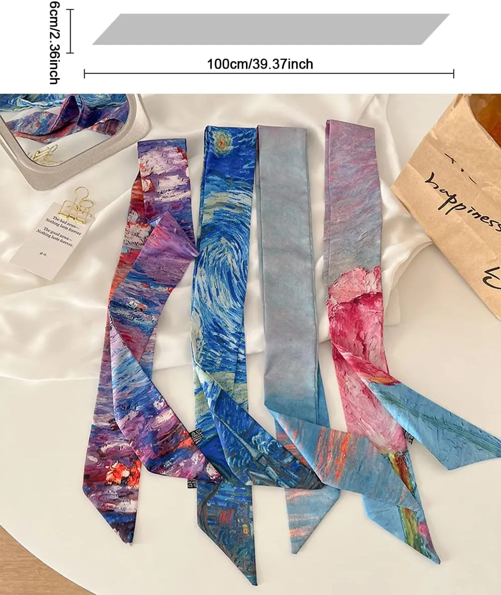 Skinny Scarf for Women Bag Handbag Handle Silky Ribbon Scarf Bandeau Hairband Headband Neckerchief Neck Scarves
