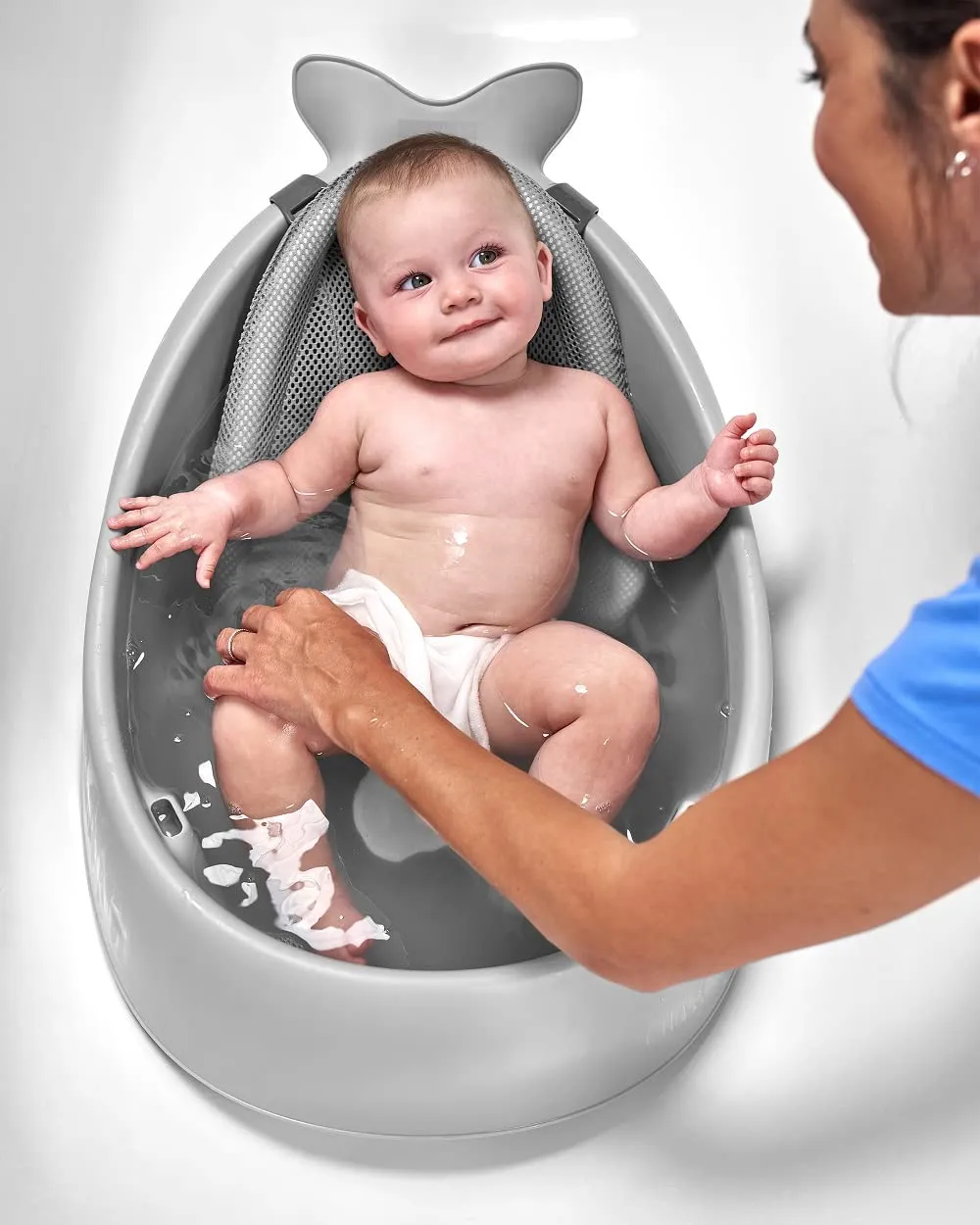 Skip Hop Infant Bath Tub 3-Stage Grow With Baby Smart Sling MOBY Bathtub Grey Age 0 
