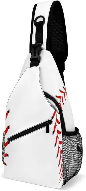 Sling Bag Baseball Background Crossbody Backpack with Anti Theft Stitching Adjustable Shoulder Bag for Travel,Hiking,Cycling,Camping