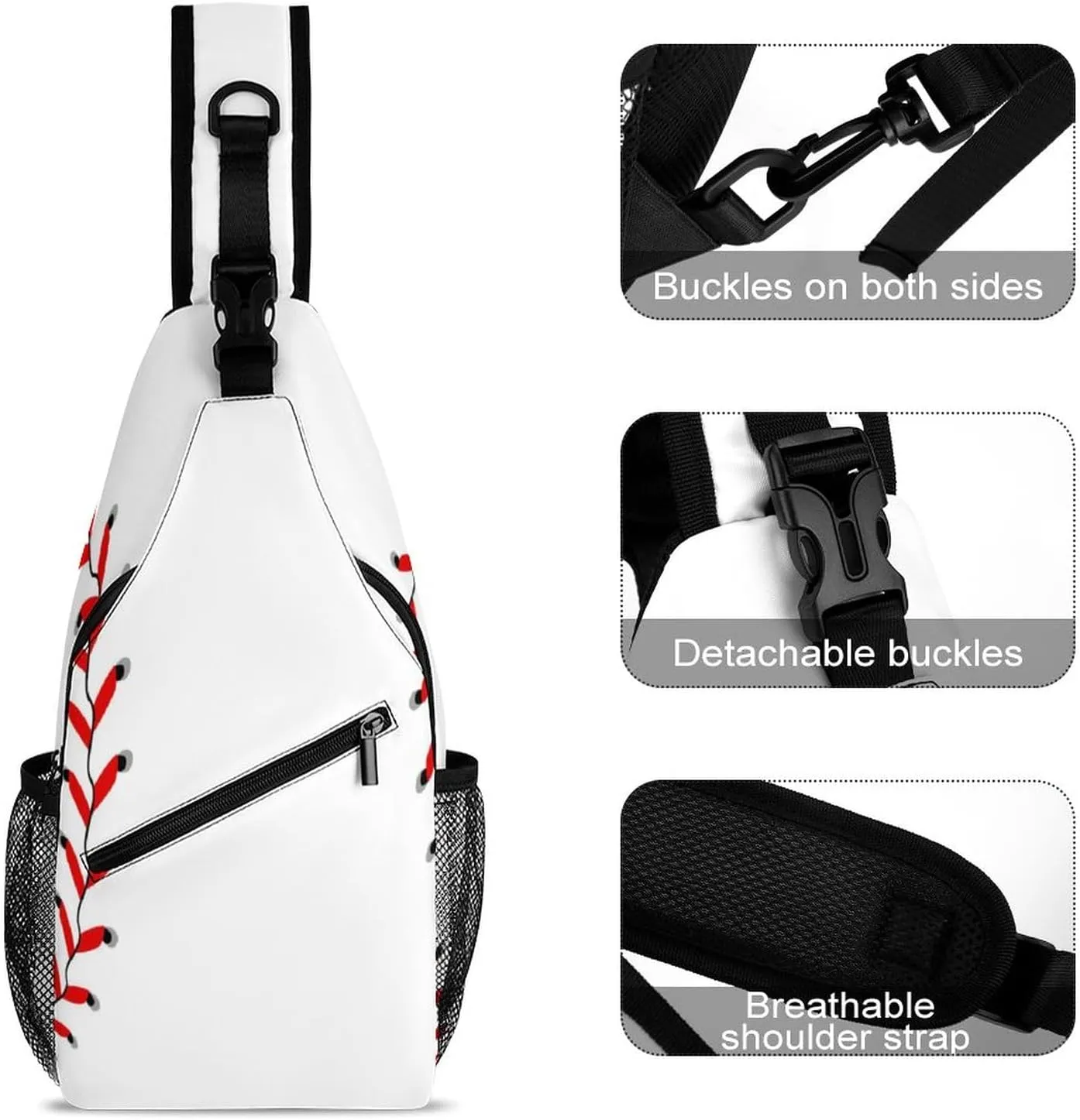 Sling Bag Baseball Background Crossbody Backpack with Anti Theft Stitching Adjustable Shoulder Bag for Travel,Hiking,Cycling,Camping